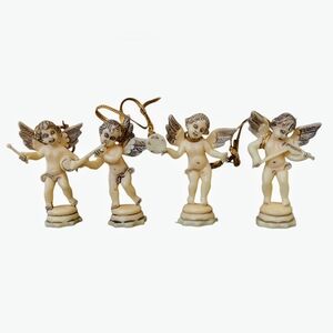 Antique Italian Cupid Ornament Set of Four (4) Cherub Baby Angles 1930-1950s